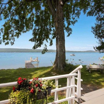 view of Glen Lake from porch